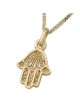 Chic 14K Yellow Gold Hamsa Pendant Necklace With Rope Filigree Design