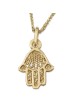Chic 14K Yellow Gold Hamsa Pendant Necklace With Rope Filigree Design