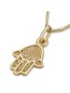 Chic 14K Yellow Gold Hamsa Pendant Necklace With Rope Filigree Design