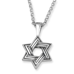 Line-Patterned Star of David Necklace