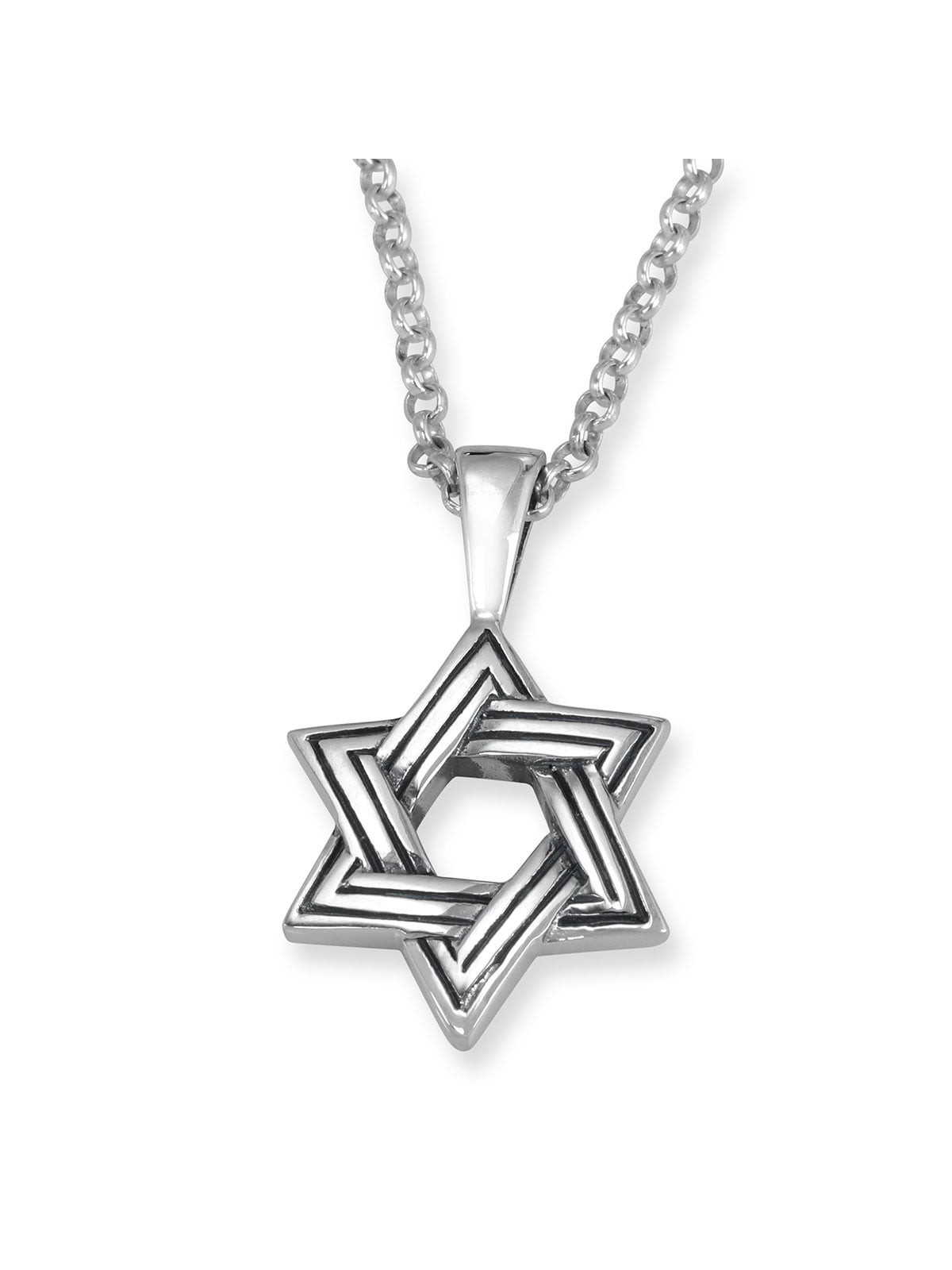 Collier étoile de David à motif linéaire