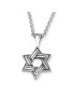 Line-Patterned Star of David Necklace