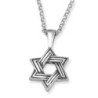 Line-Patterned Star of David Necklace