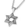 Line-Patterned Star of David Necklace