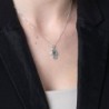 Sterling Silver and Eilat Stone Hamsa Necklace With Filigree Design