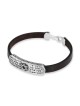 Bracelet en argent sterling avec bénédiction sacerdotale et étoile de David sur cuir