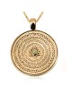 Pendentif Kabbale en or jaune 14 carats avec 72 noms sacrés et chrysobéryl S