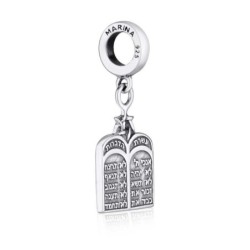 Marina Jewelry Silver Ten Commandments Pendant Charm for Bracelets
