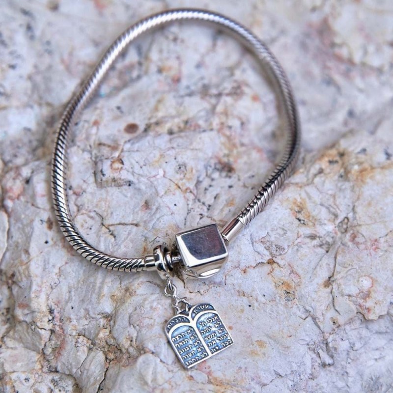 Marina Jewelry Silver Ten Commandments Pendant Charm for Bracelets