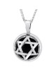 Collier étoile de David en argent sterling et pierre d'opale/onyx