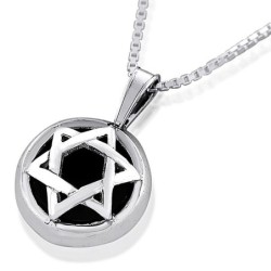 Sterling Silver and Opal/Onyx Stone Star of David Necklace
