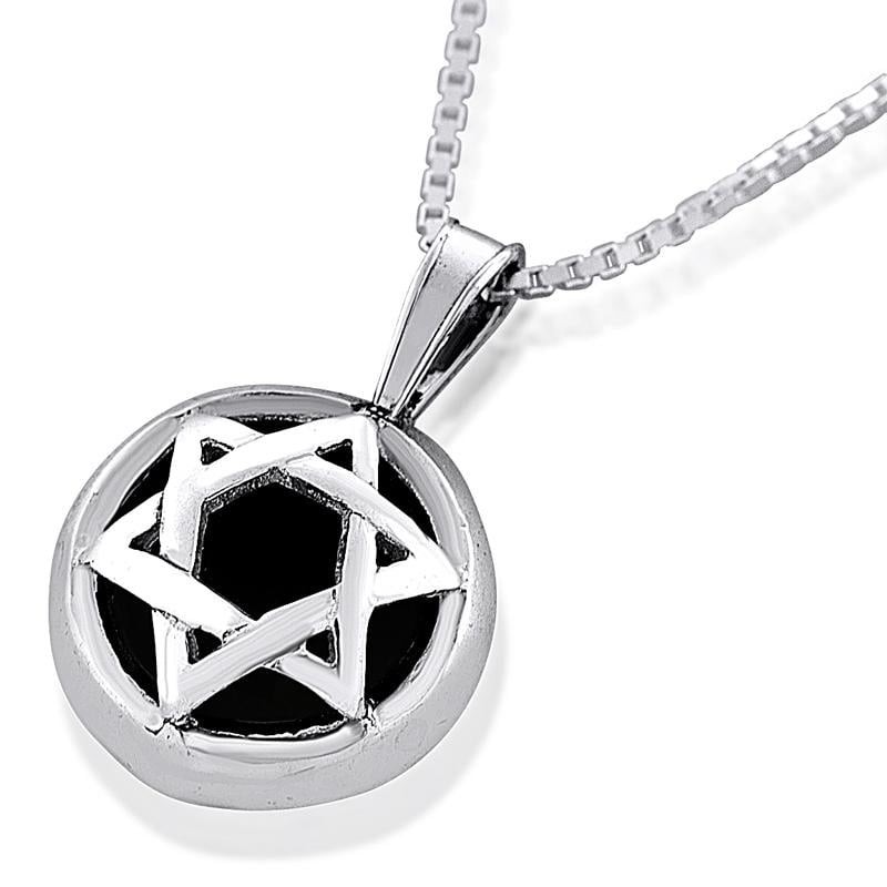 Collier étoile de David en argent sterling et pierre d'opale/onyx