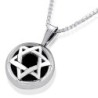 Sterling Silver and Opal/Onyx Stone Star of David Necklace