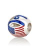 Breloque en forme de drapeau américano-israélien en argent sterling 925 - Plaqué rhodium