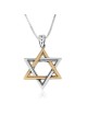 Sterling Silver and Gold Plating Interlocked Star of David Pendant Nec
