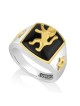 Bague pour homme en argent sterling plaqué or Lion de Juda avec onyx