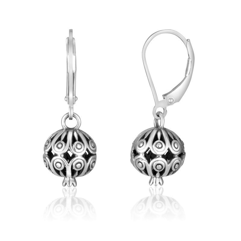 Boucles d'oreilles pendantes en argent sterling avec grenade à l'envers