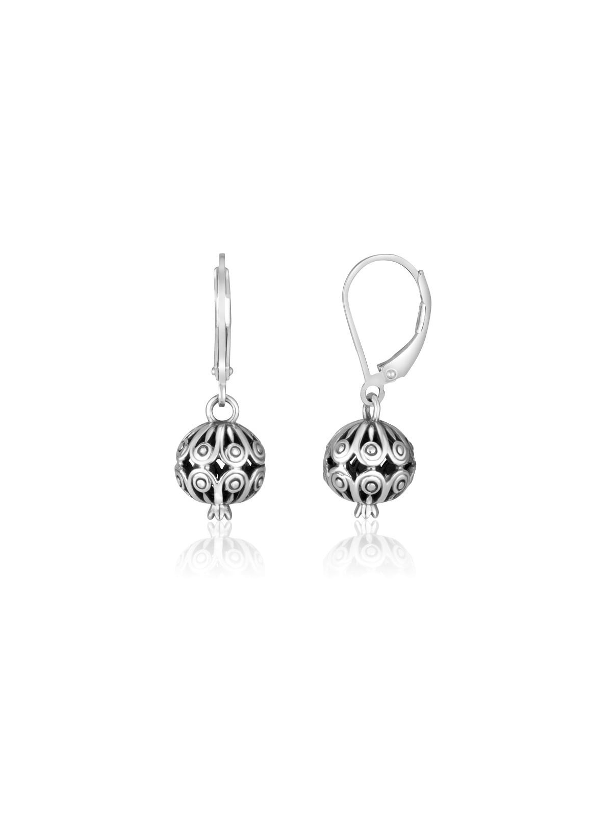 Boucles d'oreilles pendantes en argent sterling avec grenade à l'envers