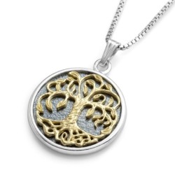 Handcrafted Sterling Silver and 14K Gold Tree of Life Necklace