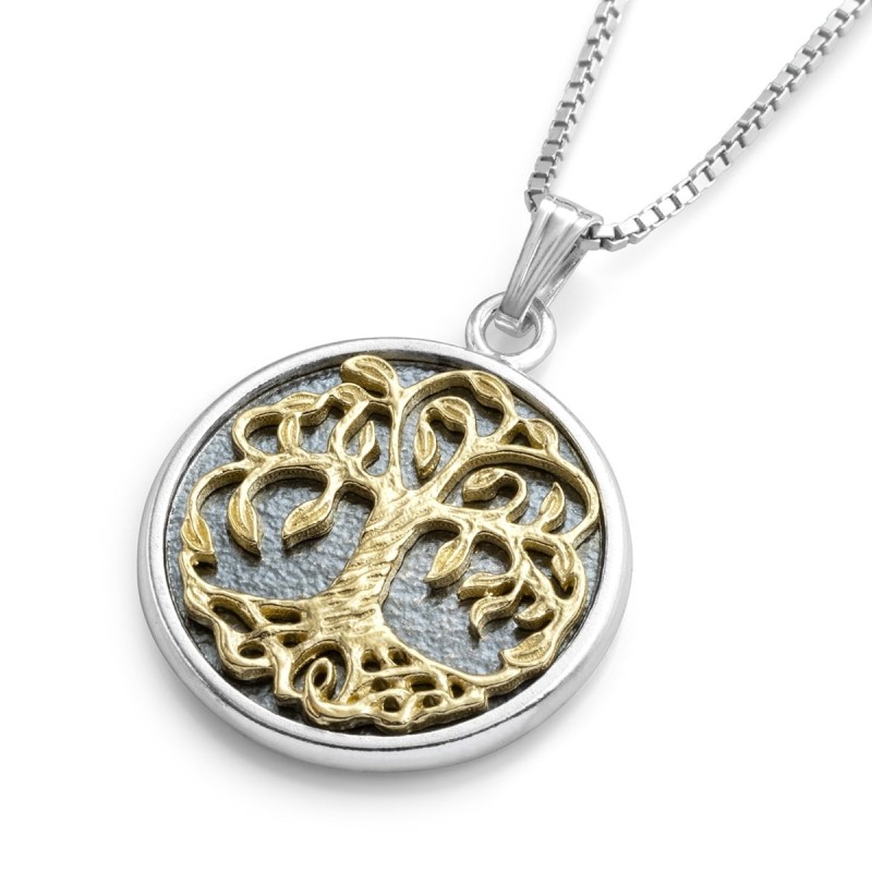 Handcrafted Sterling Silver and 14K Gold Tree of Life Necklace