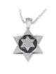14K White Gold Star of David Pendant Accented With 191 White & Black D