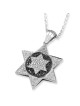 Pendentif étoile de David en or blanc 14 carats rehaussé de 191 D blanc et noir
