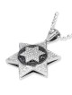 Pendentif étoile de David en or blanc 14 carats rehaussé de 191 D blanc et noir