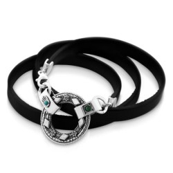 Sterling Silver & Leather Bracelet with Hamsa and Biblical Inscription