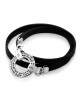 Sterling Silver & Leather Bracelet with Hamsa and Biblical Inscription