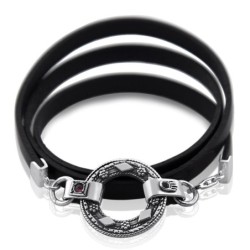 Sterling Silver & Leather Bracelet with Hamsa and Biblical Inscription