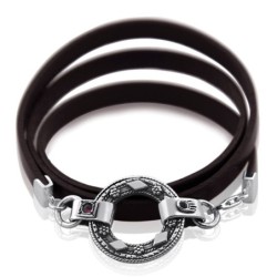 Sterling Silver & Leather Bracelet with Hamsa and Biblical Inscription