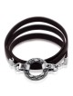 Bracelet en argent sterling et cuir avec Hamsa et inscription biblique