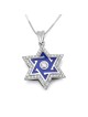 Collier pendentif étoile de David en or blanc 14 carats rehaussé de diamants avec Bl