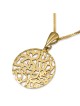 Collier pendentif rond Shema Yisrael en or jaune 14 carats
