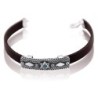 Sterling Silver and Leather Unisex Star of David Bracelet with Gemston