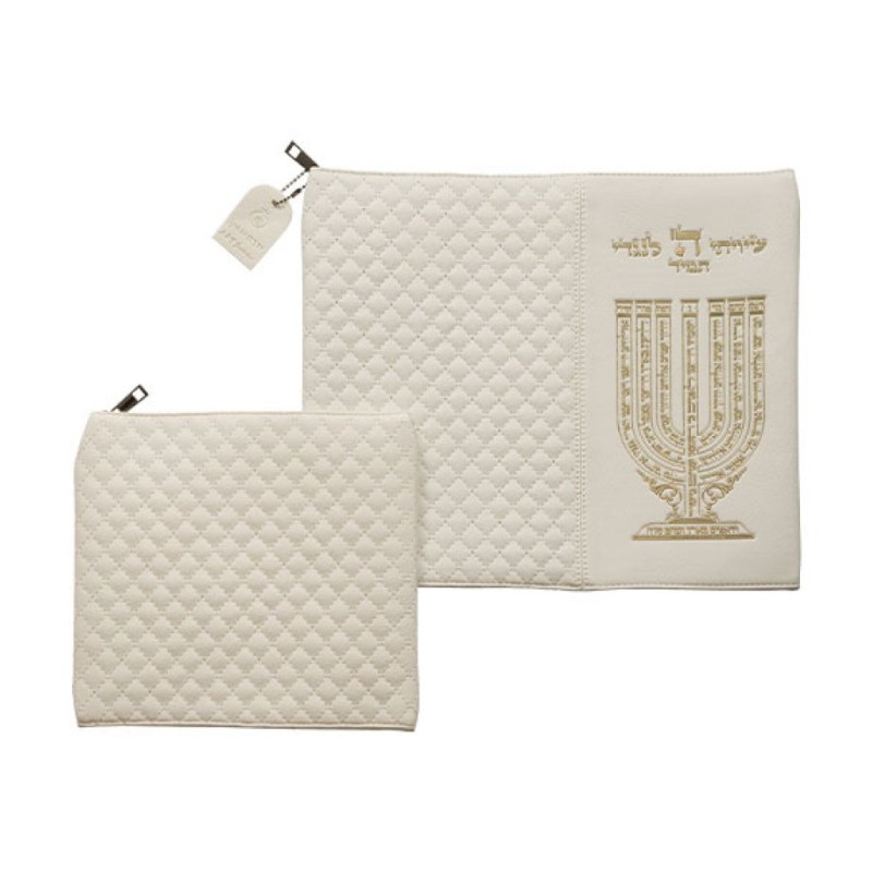 White Faux Leather Tallit Tefillin Bags %96... | Talit & Tefillin Bags