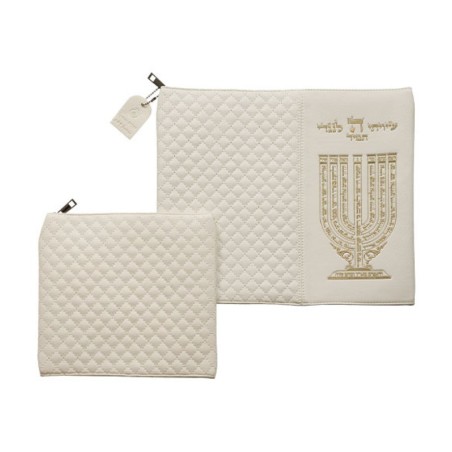 White Faux Leather Tallit Tefillin Bags %96... | Talit & Tefillin Bags