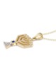 Women's 14K Gold Menorah Pendant with Star of David and Diamonds