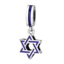 Marina Jewelry Silver Blue Enamel Star of David Pendant Charm