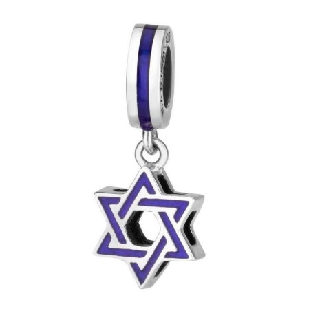 Marina Jewelry Pendentif étoile de David en émail bleu argenté