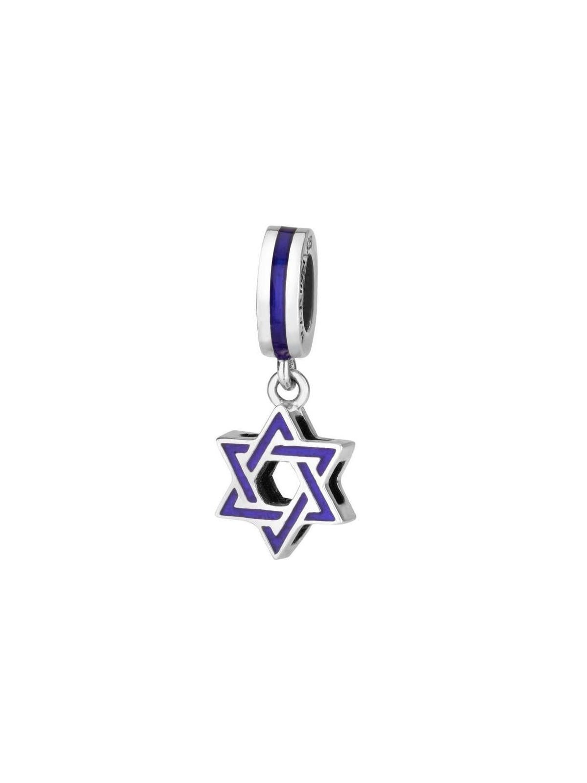 Marina Jewelry Pendentif étoile de David en émail bleu argenté