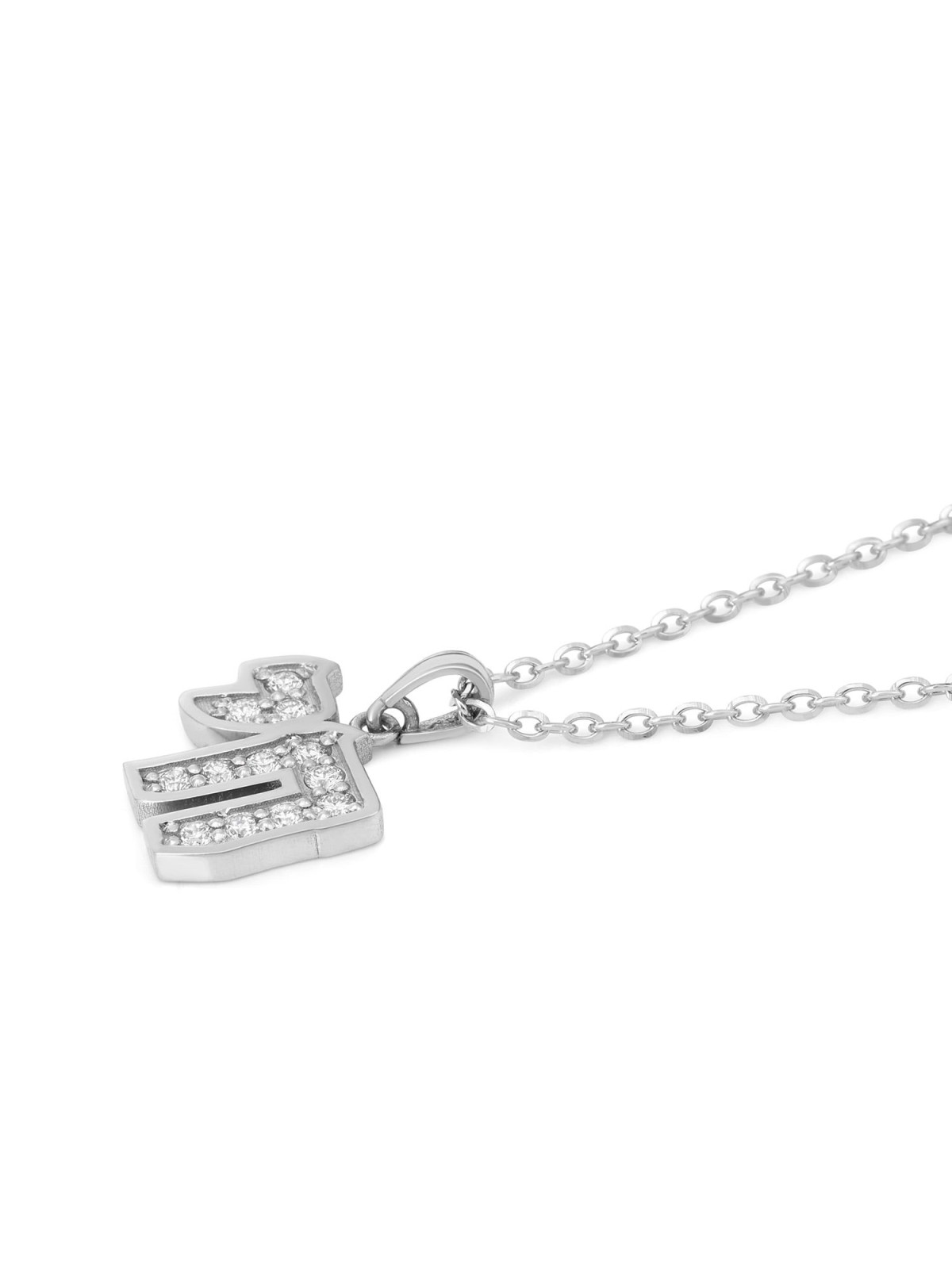 14K White Gold Women's Diamond-Studded Chai Pendant