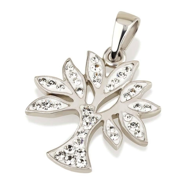 Pendentif arbre de vie en argent sterling 925 avec pierres de cristal (choix o