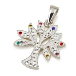 925 Sterling Silver Tree of Life Pendant with Crystal Stones (Choice o