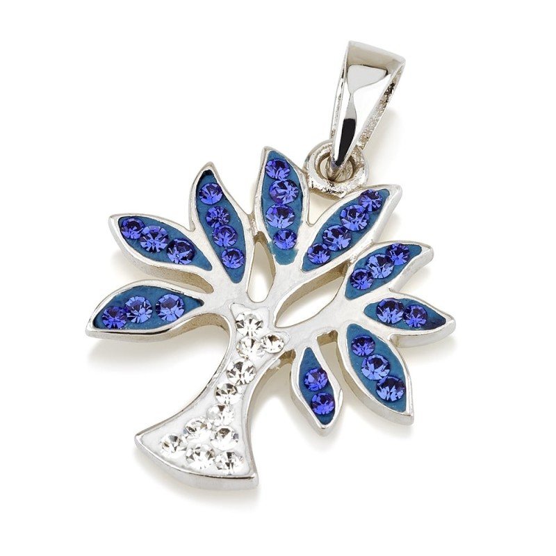 Pendentif arbre de vie en argent sterling 925 avec pierres de cristal (choix o