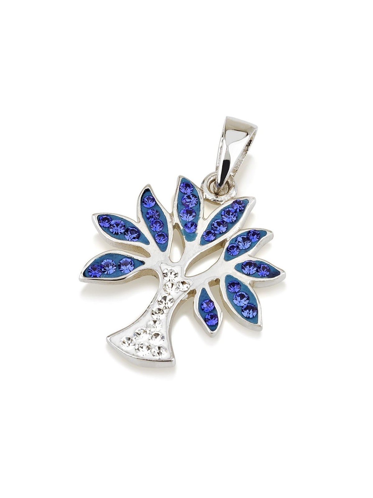 Pendentif arbre de vie en argent sterling 925 avec pierres de cristal (choix o