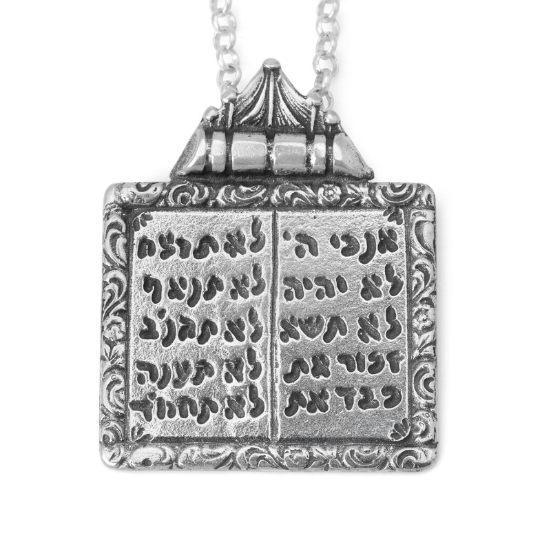 Collier pendentif en argent pour hommes, Tablettes de la Loi