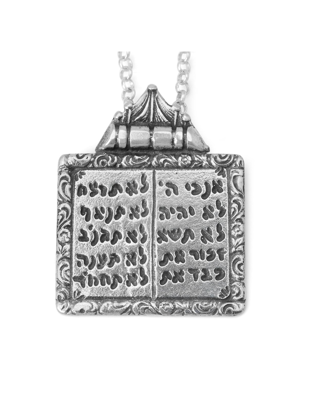 Collier pendentif en argent pour hommes, Tablettes de la Loi