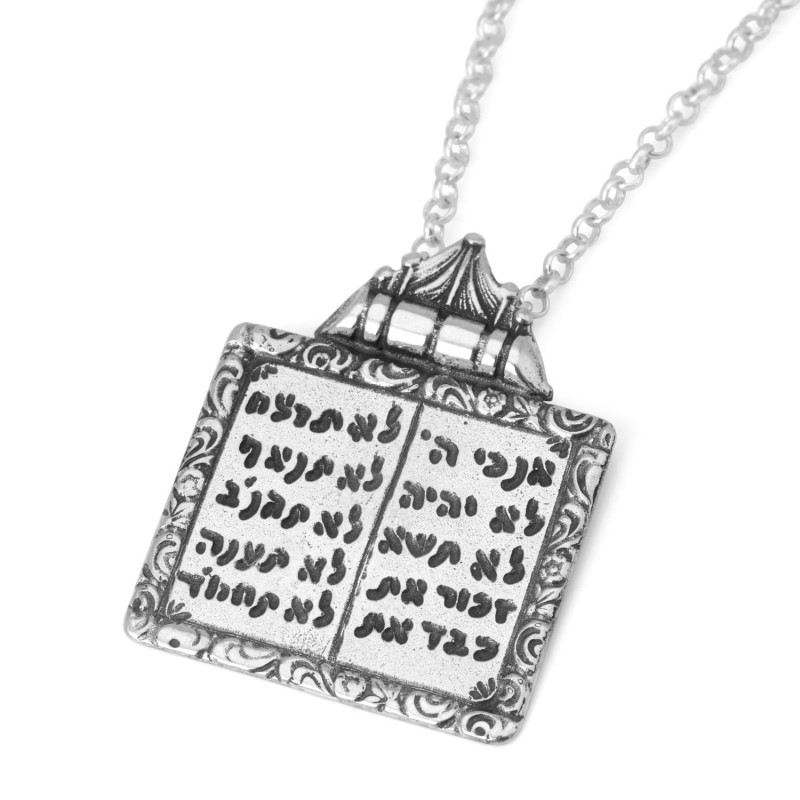 Collier pendentif en argent pour hommes, Tablettes de la Loi