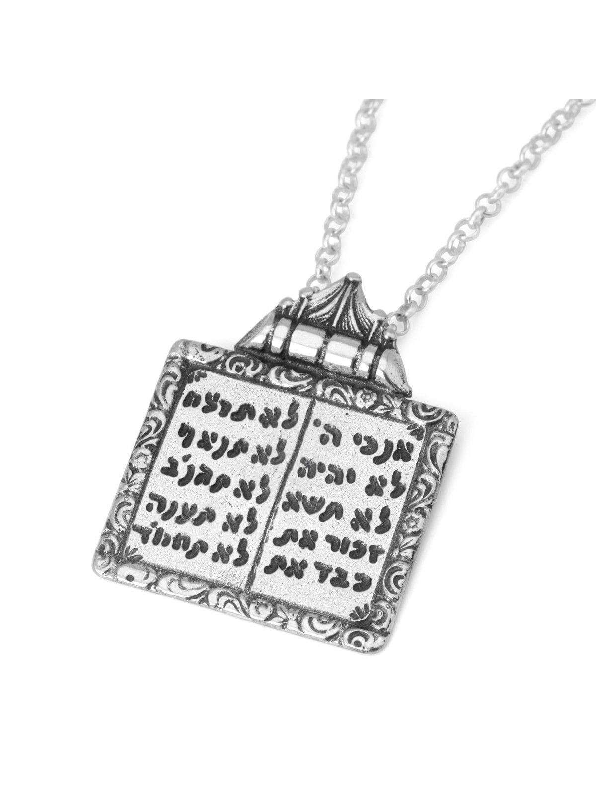 Collier pendentif en argent pour hommes, Tablettes de la Loi